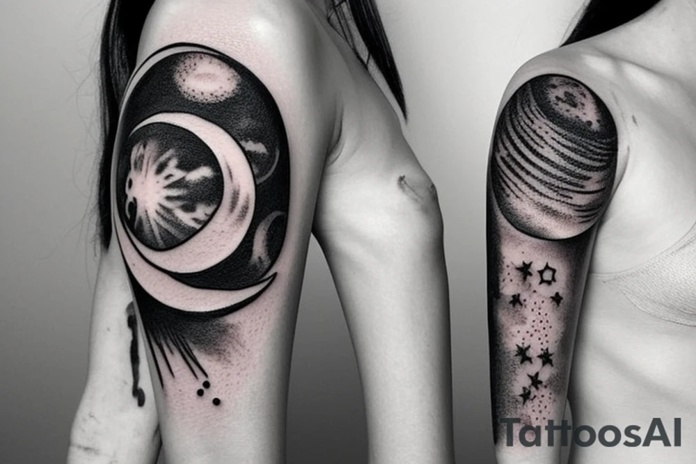 Fine line moon tattoo idea