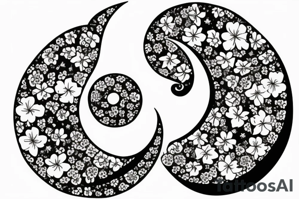 Crescent moon with flowers tattoo idea