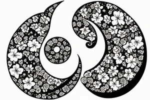Crescent moon with flowers tattoo idea