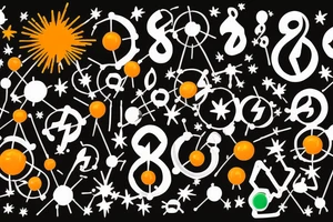 The chemical symbol of the chemical serotonin is black in the center and behind it are 3 fireworks in three colors, one orange, one blue and one green tattoo idea