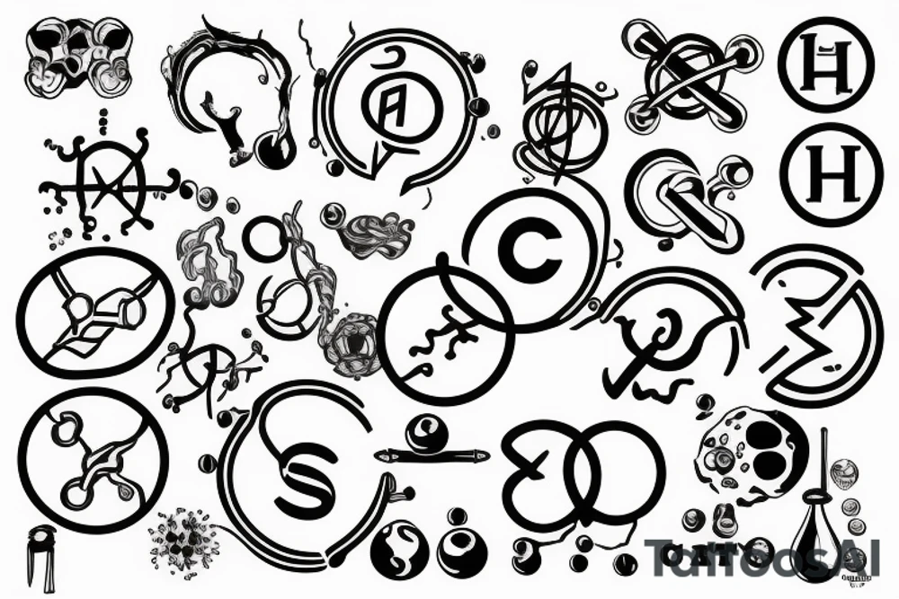 The chemical symbol of the chemical serotonin tattoo idea