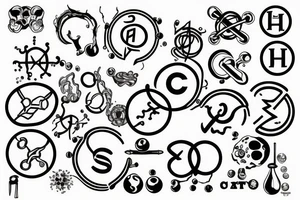 The chemical symbol of the chemical serotonin tattoo idea