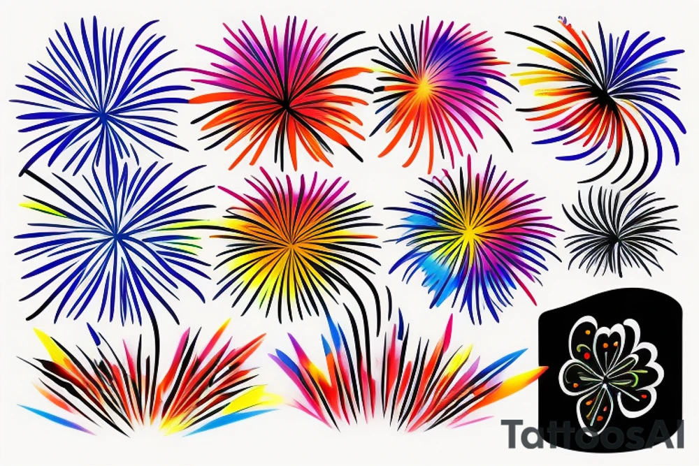 Colorful Fireworks tattoo idea