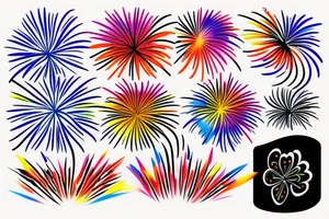 Colorful Fireworks tattoo idea