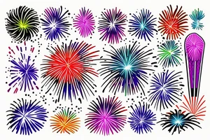 Colorful Fireworks tattoo idea