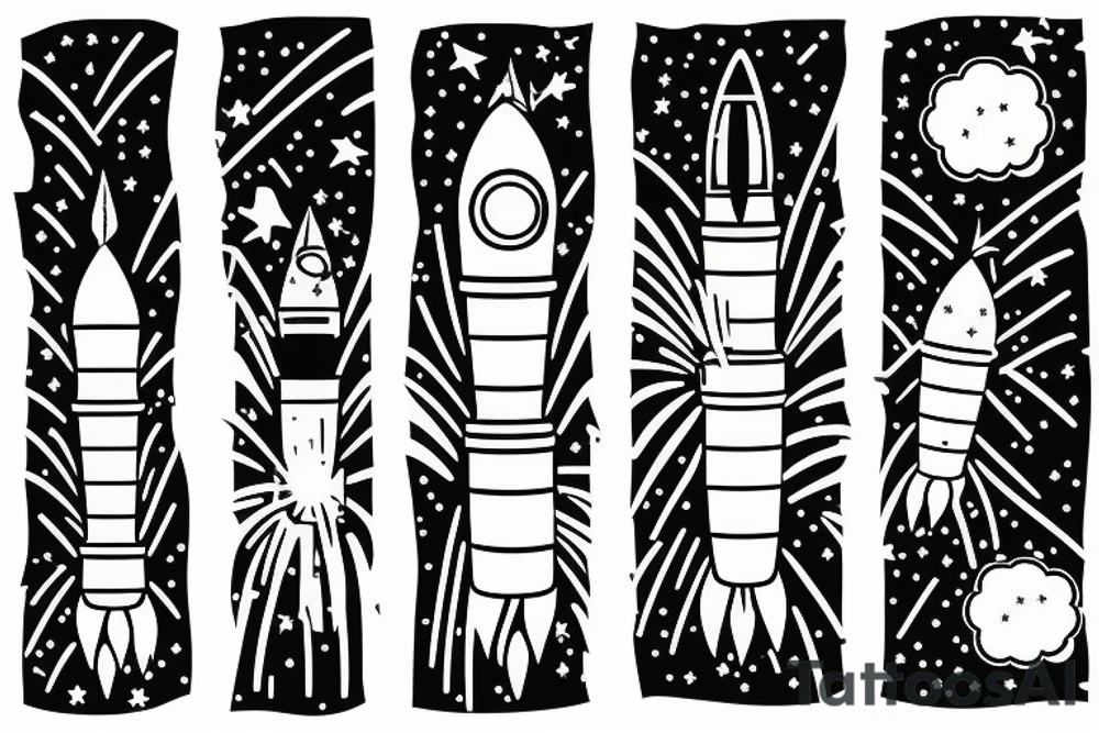 rocket explosion to Fireworks tattoo idea