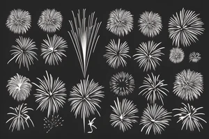 3 fireworks on the beach tattoo idea