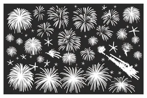 Beach view with fireworks tattoo idea