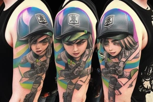 It should be from the game called Rainbow six siege. The tattoo should be the mixture of the Icons of Ash, Ela and Twitch. tattoo idea