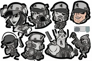 Ash, Ela and Twitch from Rainbow Six Siege game tattoo idea