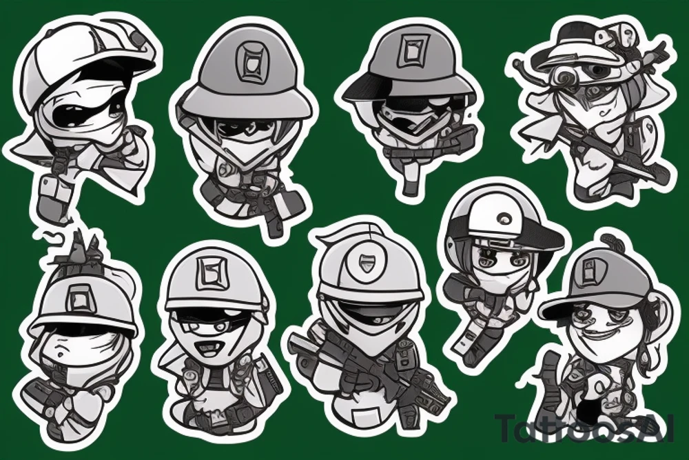 Ash, Ela and Twitch from Rainbow Six Siege game tattoo idea