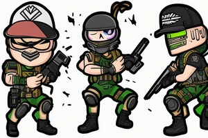 Ash, Ela and Twitch from Rainbow Six Siege game tattoo idea