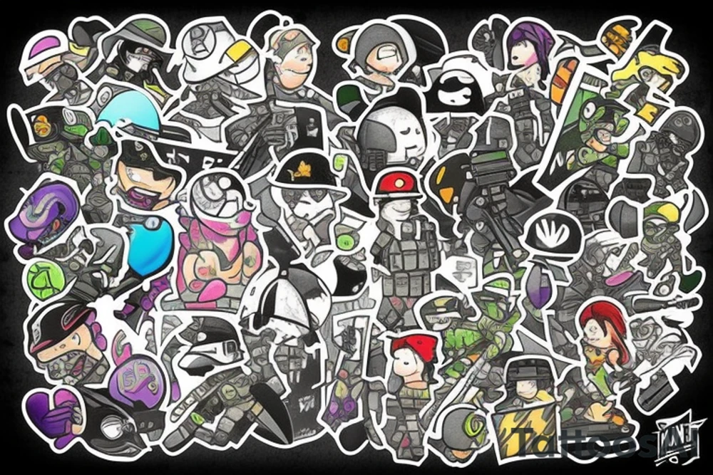 Ash, Ela and Twitch are from Rainbow Six Siege game. They have icons, need a tatto from their icons tattoo idea