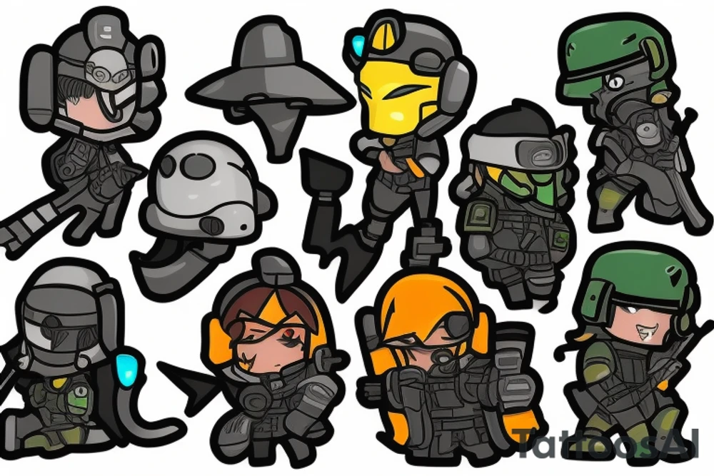 Ash, Ela and Twitch are from Rainbow Six Siege game. They have icons, need a tatto from their icons tattoo idea