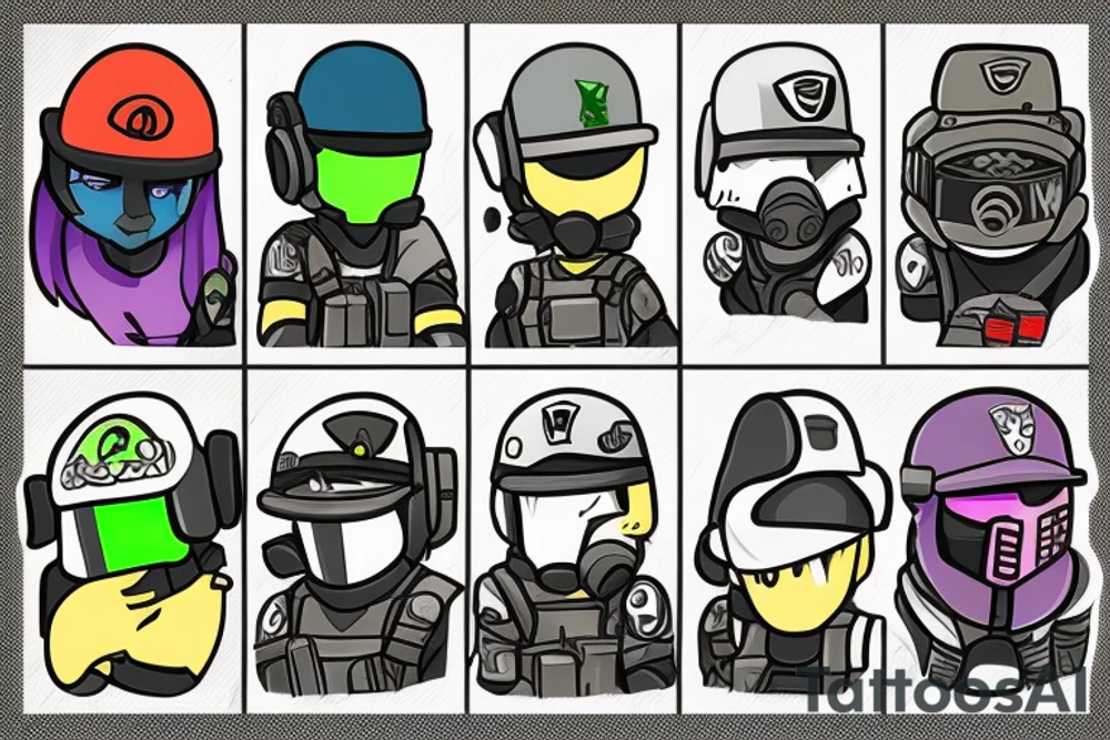 Ash, Ela and Twitch are from Rainbow Six Siege game. They have icons, need a tatto from their icons tattoo idea