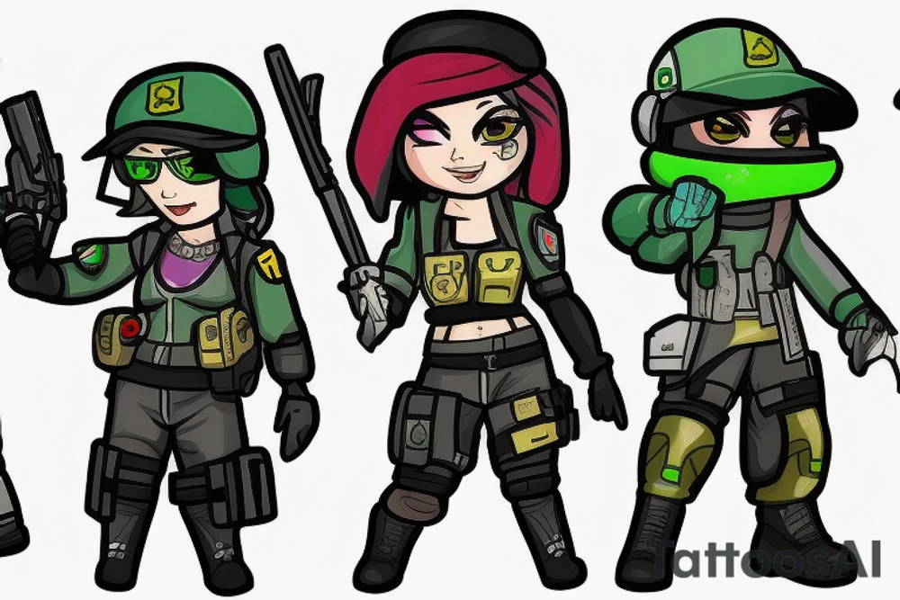 Ash, Ela and Twitch are from Rainbow Six Siege game. They have icons, need a tatto from their icons tattoo idea