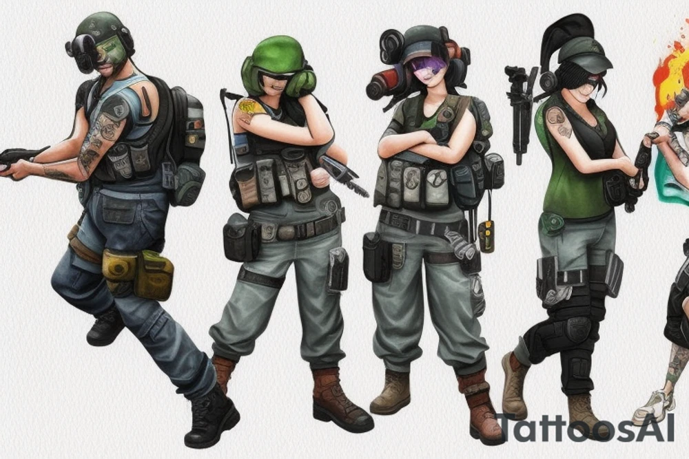 Ash, Ela and Twitch are from Rainbow Six Siege game. They have icons, need a tattoo from their icons tattoo idea