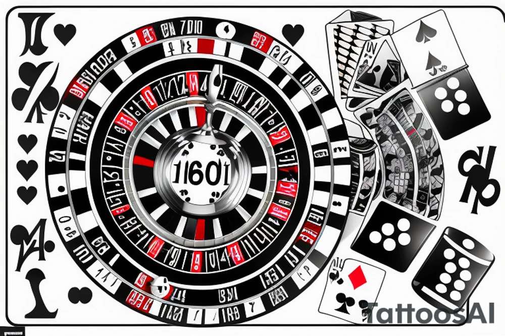 Casino roulette ball eight signboard Las Vegas tattoo idea