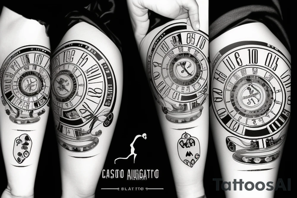 Casino, roulette, ball eight signboard,
 Las Vegas tattoo idea