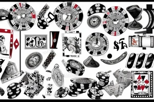 Casino, roulette, ball eight signboard,
 Las Vegas tattoo idea