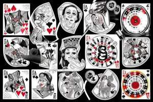 Casino, roulette, ball eight, signboard
 "Las Vegas" tattoo idea