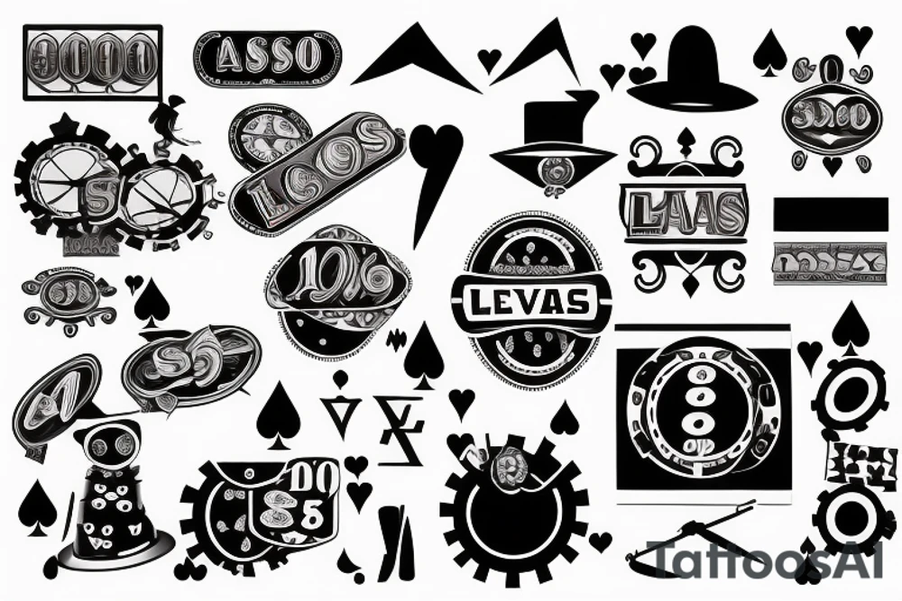 Casino, roulette, ball eight, signboard
 "Las Vegas" tattoo idea
