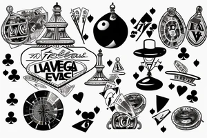 Casino, roulette,black ball eight
, signboard
 "Las Vegas" tattoo idea