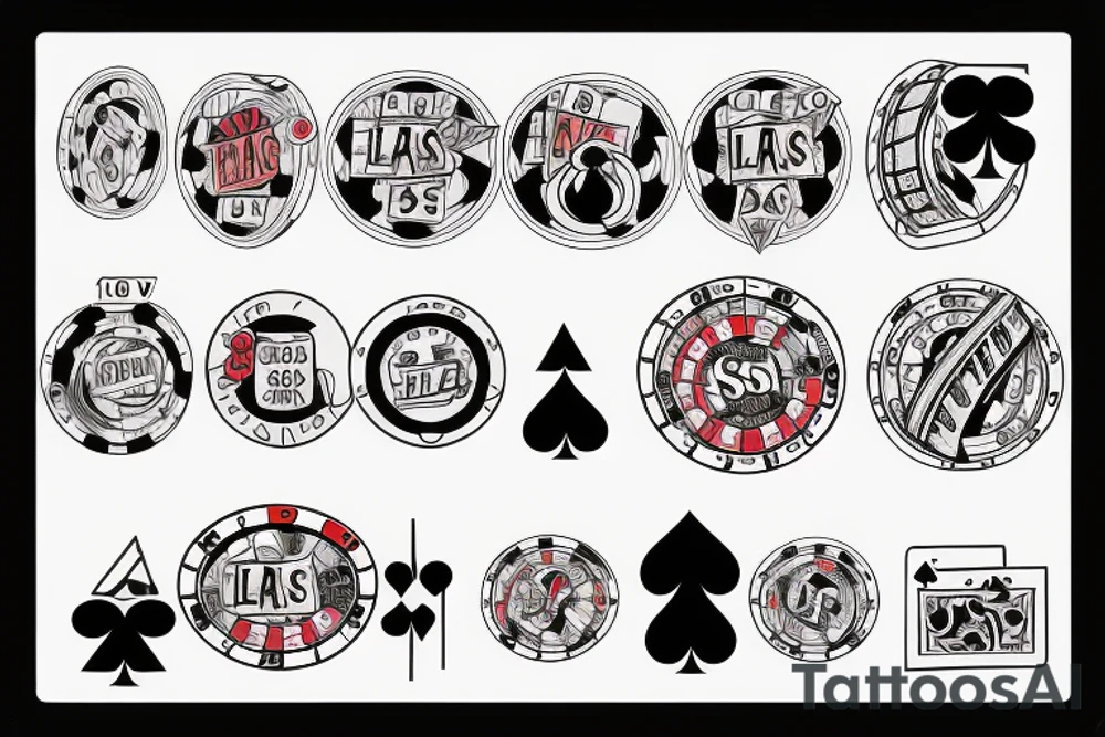Casino, roulette,black ball eight
, signboard
 "Las Vegas" tattoo idea