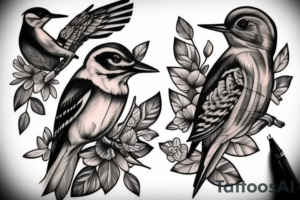 woodpecker bird tattoo idea