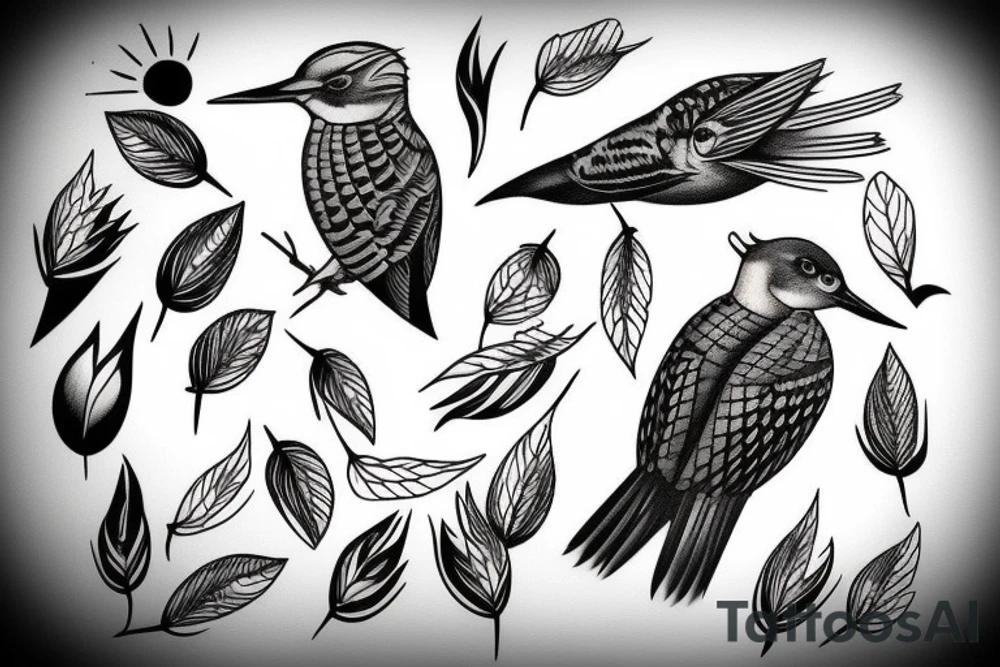 woodpecker bird tattoo idea