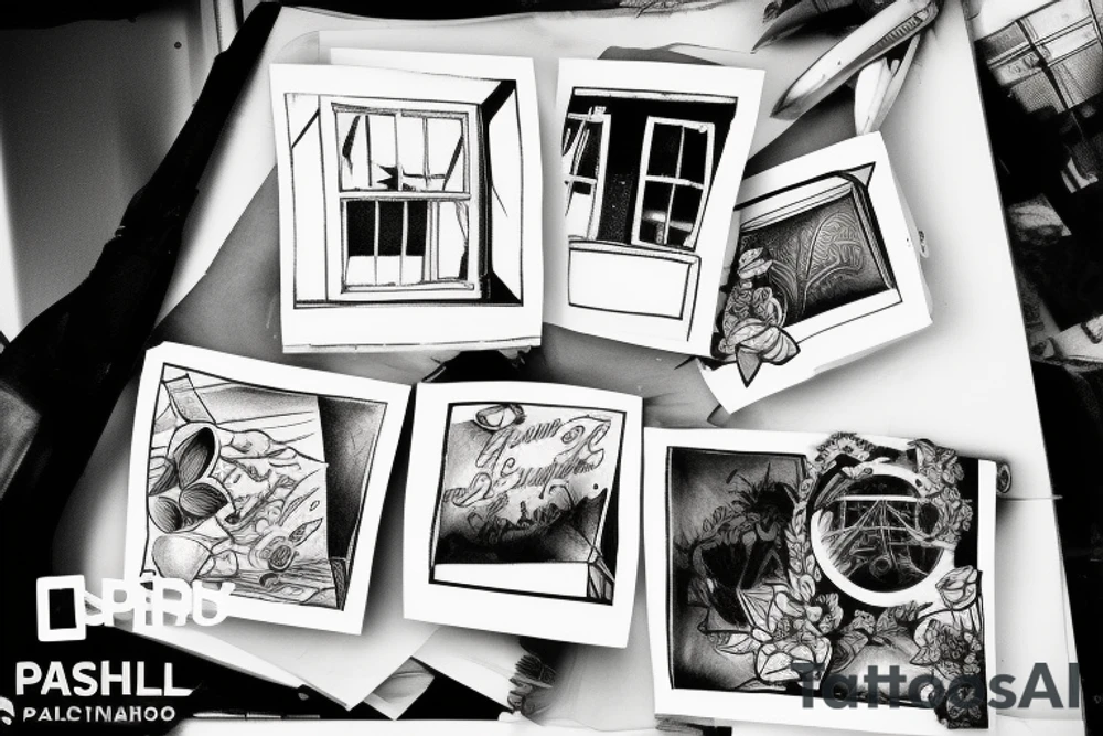 polaroid picture of a window on a plane looking out to the sky tattoo idea