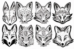 happy fox head frontal tattoo idea