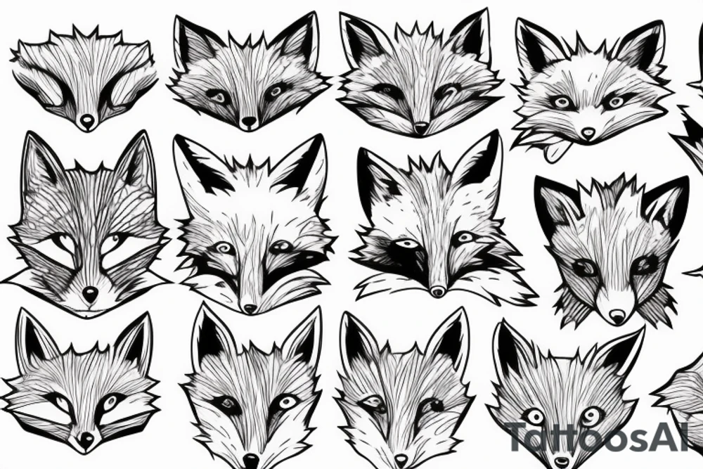 happy fox head frontal tattoo idea