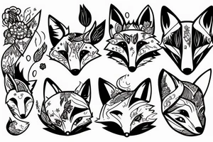 happy fox head frontal symetric tattoo idea