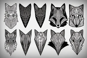 happy fox head frontal symetric tattoo idea