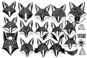 happy fox head frontal symetric tattoo idea