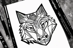 happy fox head frontal symetric tattoo idea