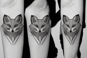 happy fox head frontal symetric tattoo idea