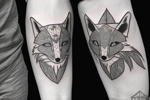 happy fox head tattoo idea