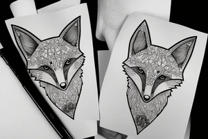 happy fox head tattoo idea