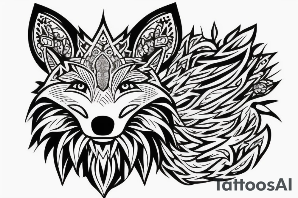 fox head front tattoo idea