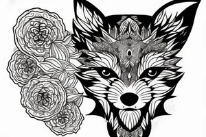 fox head front tattoo idea