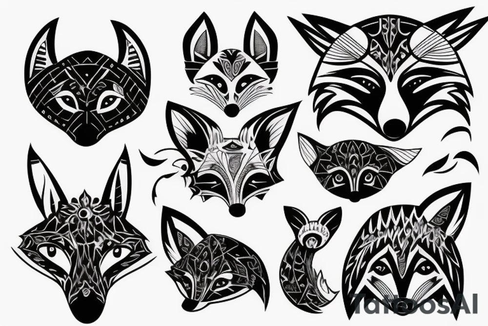 fox head front tattoo idea