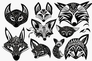 fox head front tattoo idea