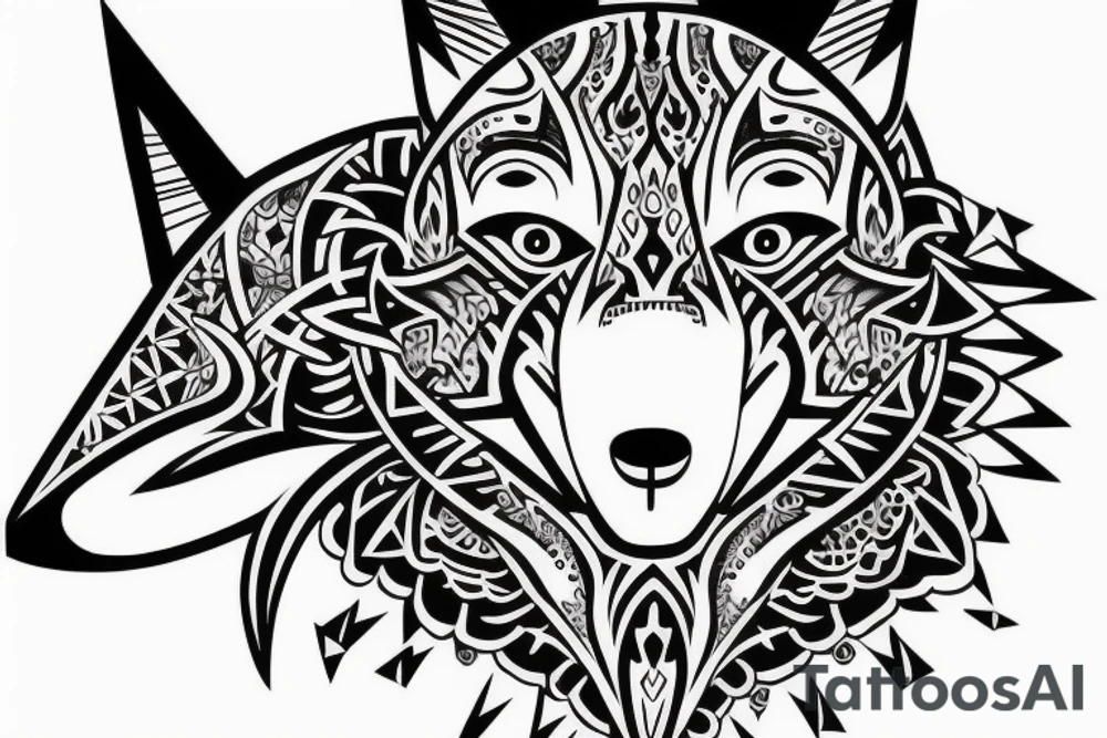 fox head front tattoo idea