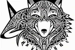 fox head front tattoo idea