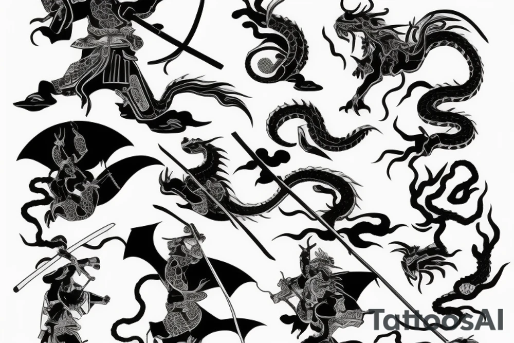 Samurai with a Dragon tattoo idea