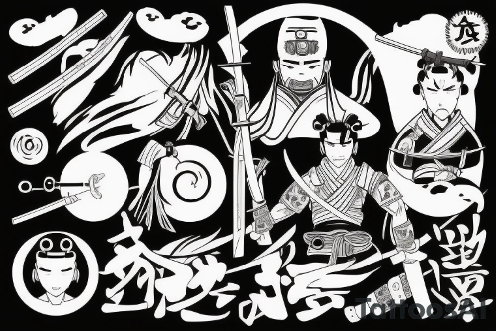 Anime samurai with a katana tattoo idea