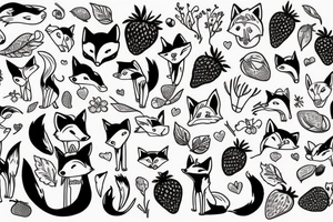 Foxes with strawberries tattoo idea