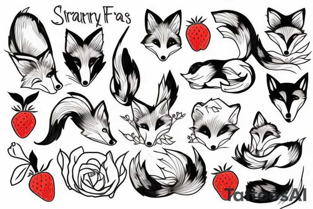 Foxes with strawberries tattoo idea